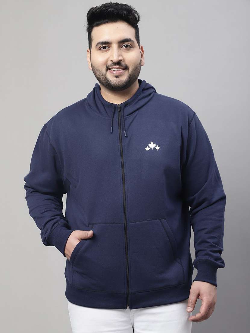 men navy blue cotton casual jacket