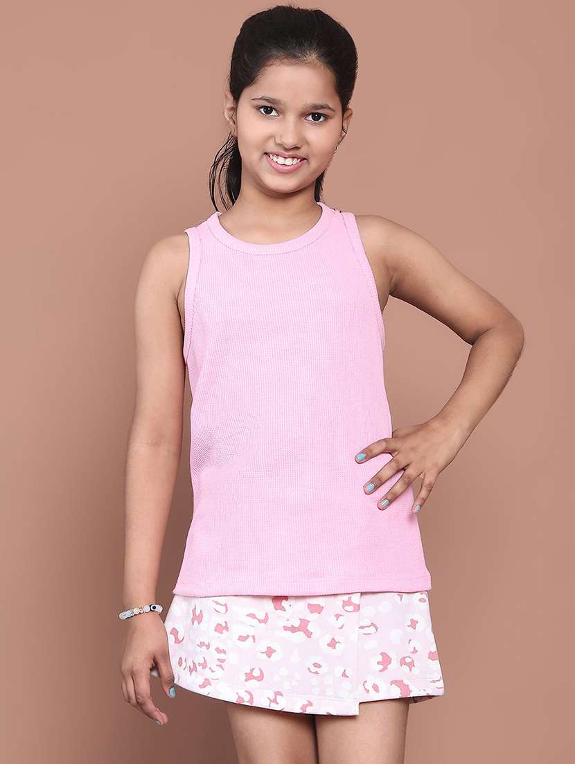 girls pink cotton tank top