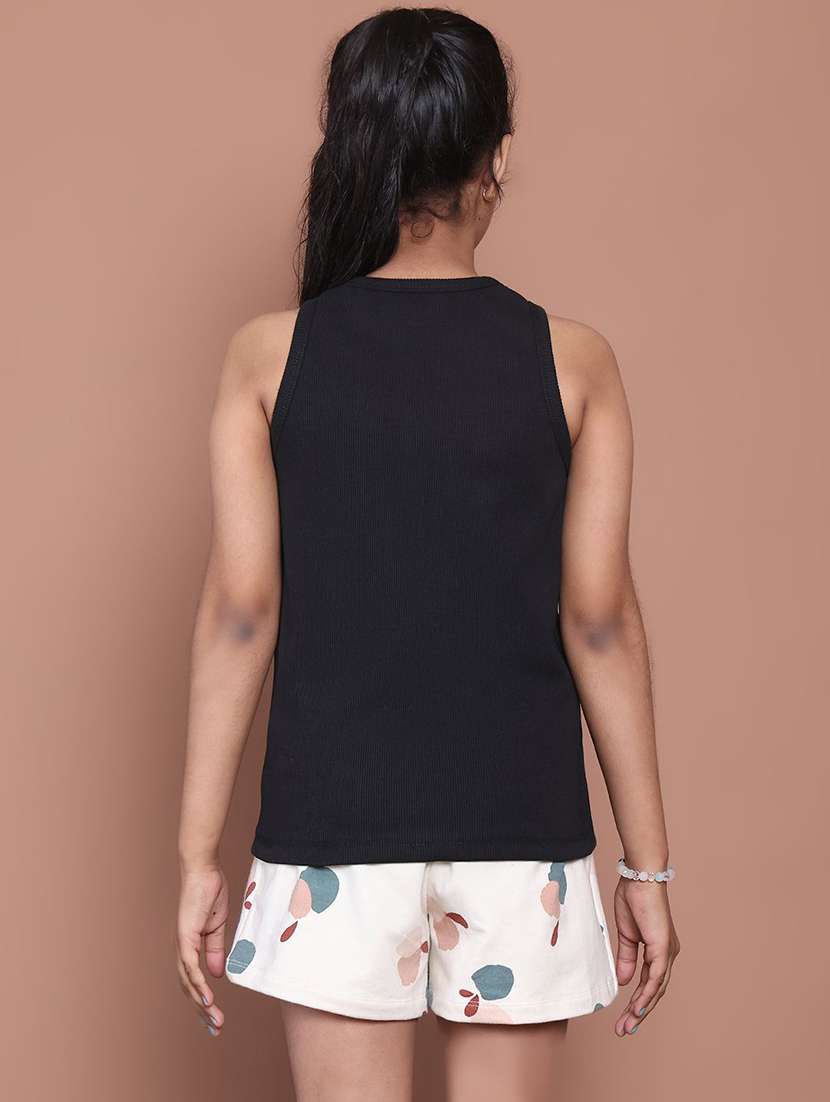 girls solid black cotton tank top - 22464966 -  Standard Image - 3