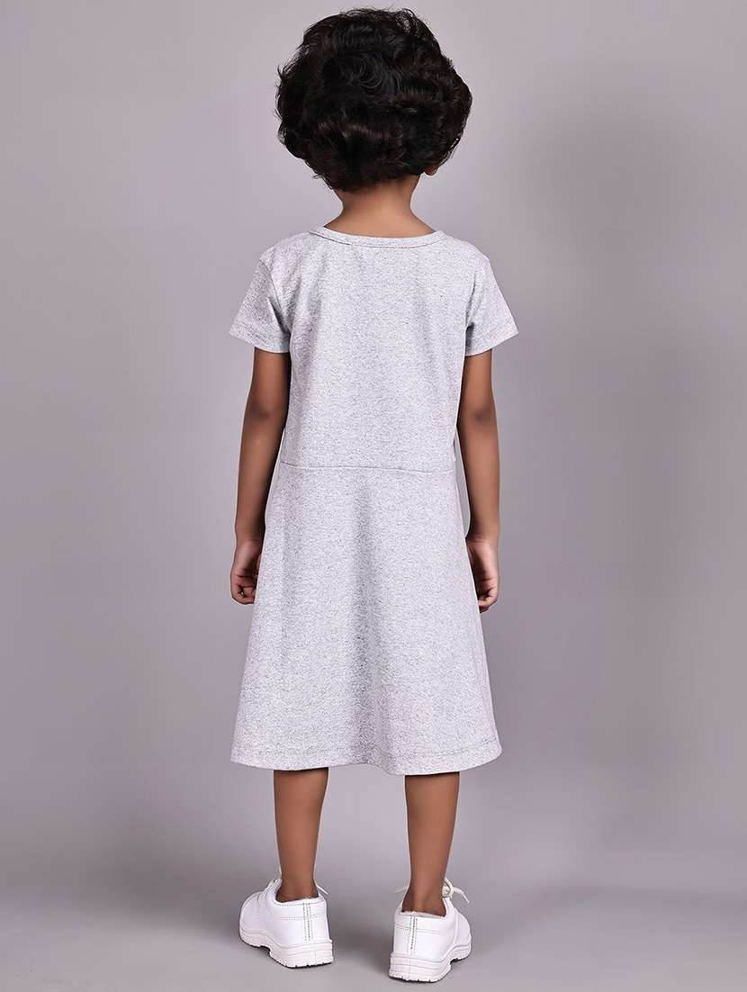 girl grey cotton fit & flare dress - 22464968 -  Standard Image - 3