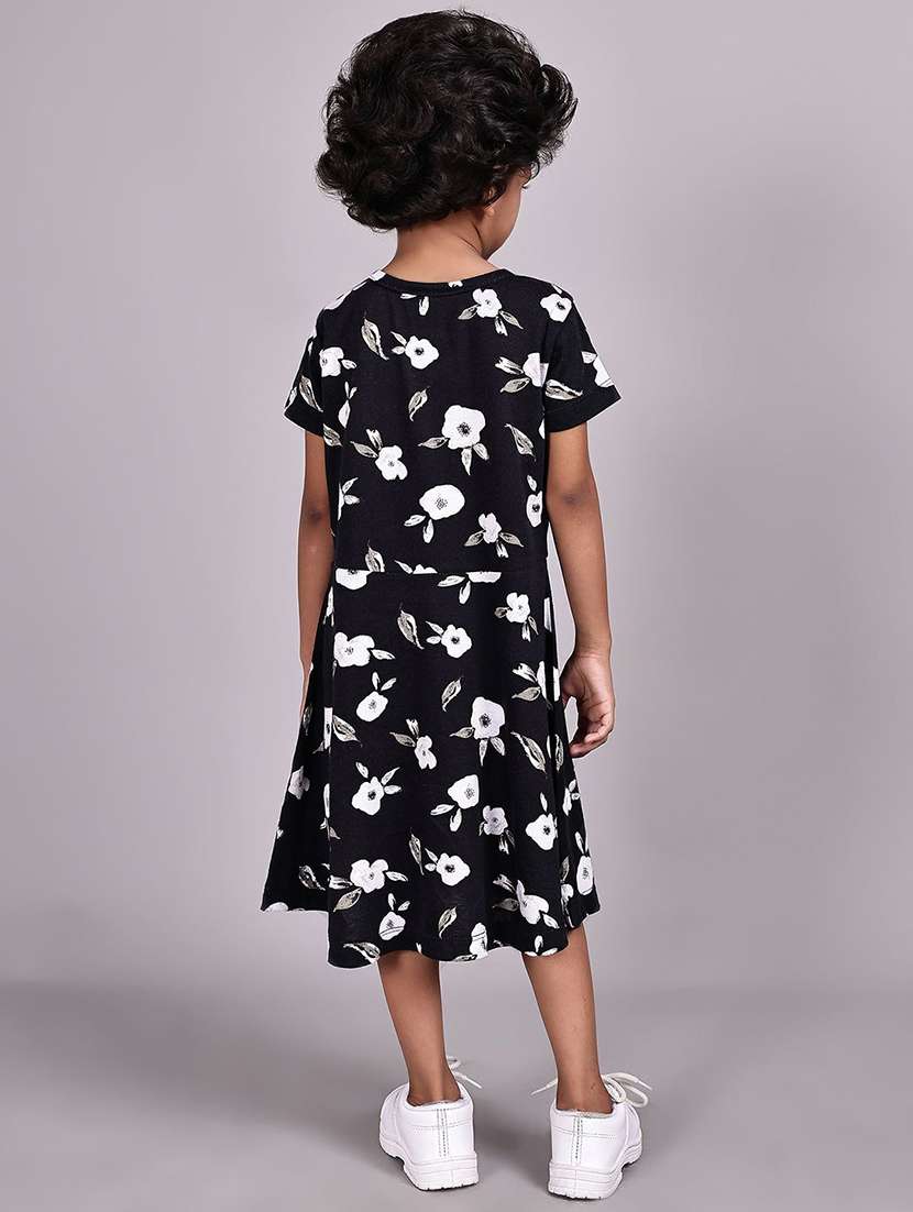 girl black cotton fit & flare dress - 22464969 -  Standard Image - 3