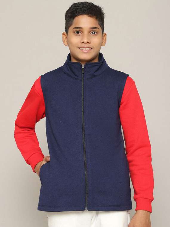 boys navy blue cotton regular jackets & coat