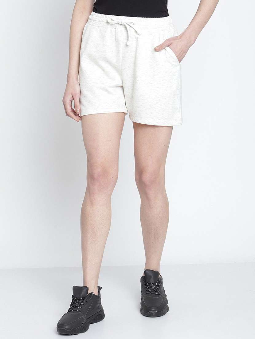 women off white cotton regular short