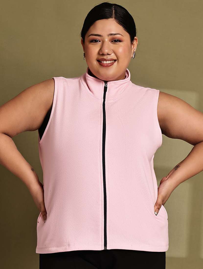 women solid pink cotton blend regular jacket