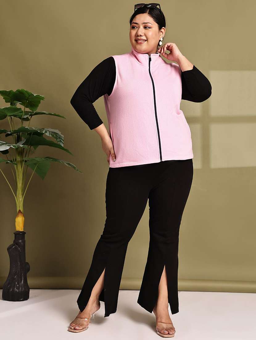 women solid pink cotton blend regular jacket - 22465010 -  Standard Image - 3