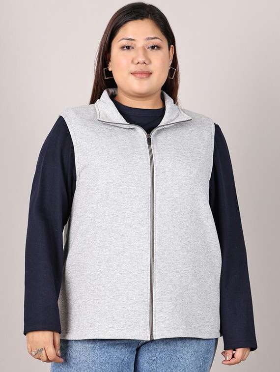 womens grey cotton regular jacket