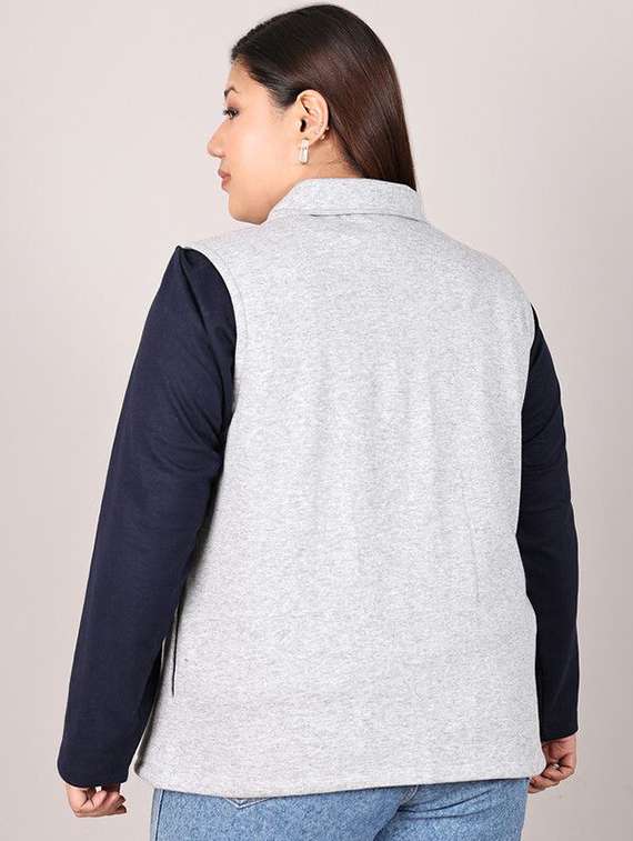 womens grey cotton regular jacket - 22465011 -  Standard Image - 3