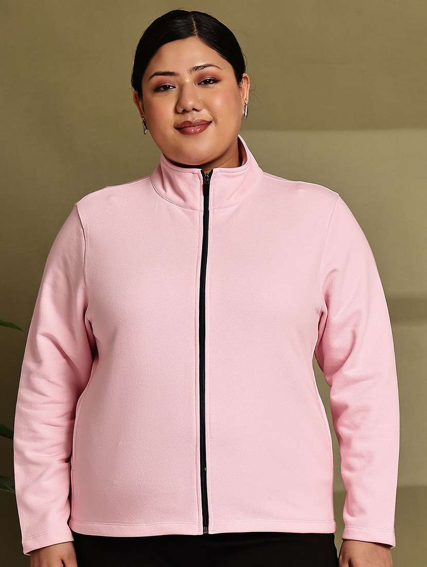 women  pink cotton blend regular jacket