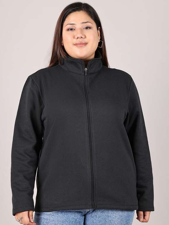 women black cotton regular jacket