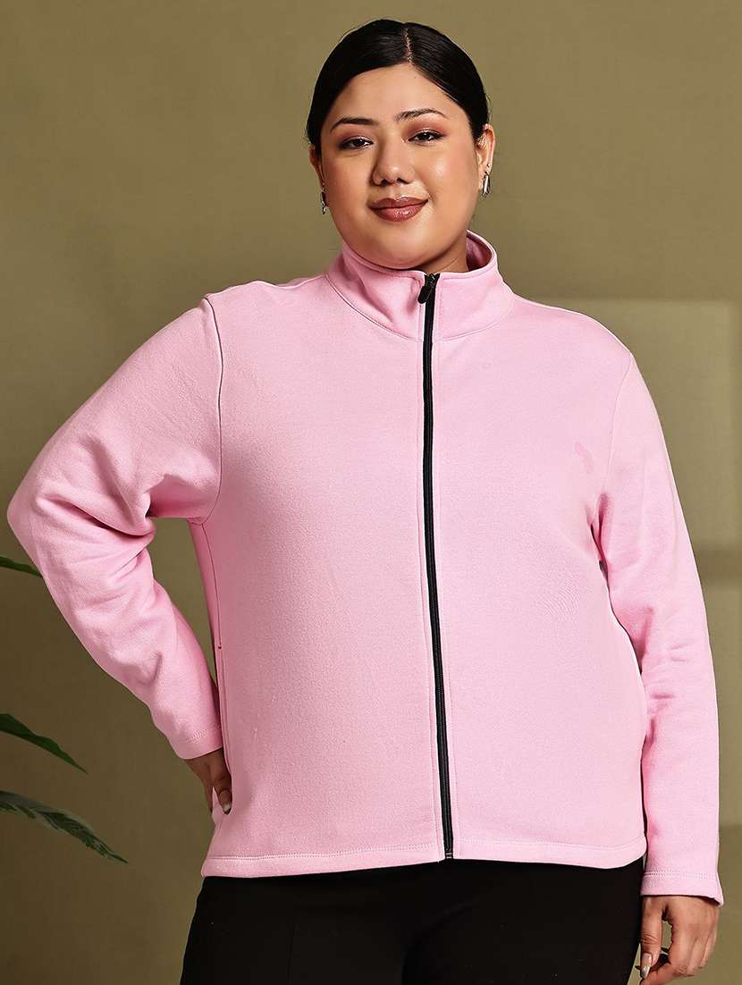 women pink cotton blend regular jacket