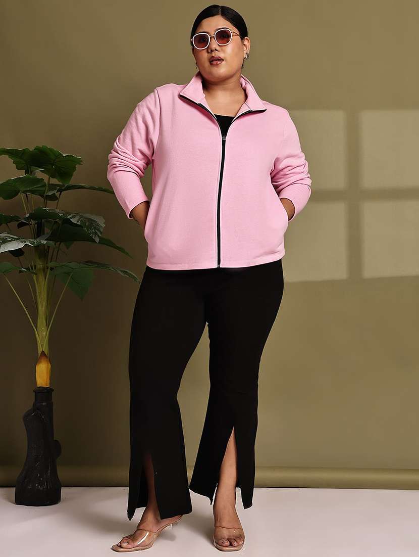 women pink cotton blend regular jacket - 22465017 -  Standard Image - 3