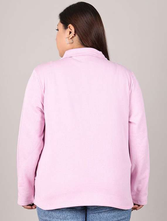 women solid pink cotton regular jacket - 22465019 -  Standard Image - 3