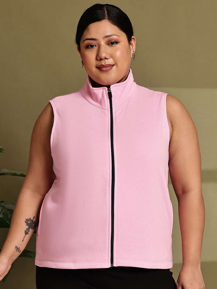 women pink cotton blend regular jacket