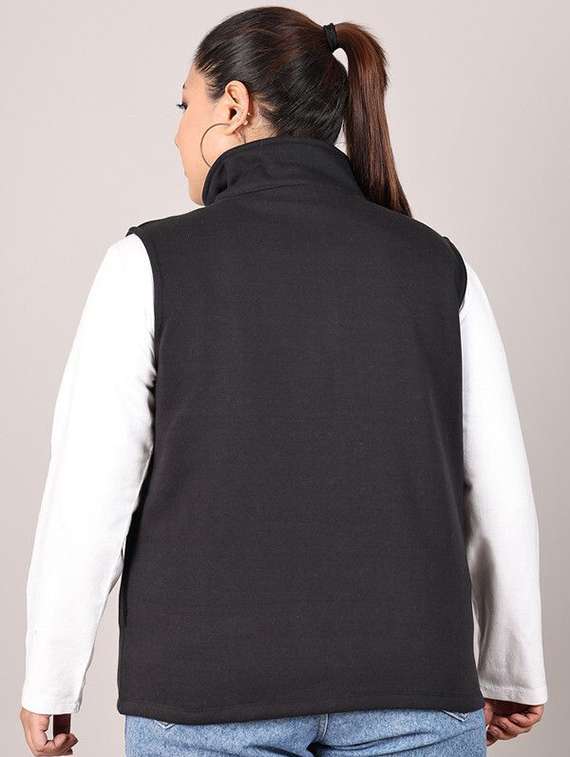 women solid black cotton regular jacket - 22465025 -  Standard Image - 3