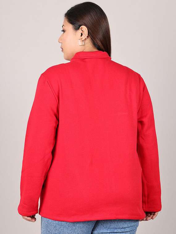 women red cotton regular jacket - 22465026 -  Standard Image - 3