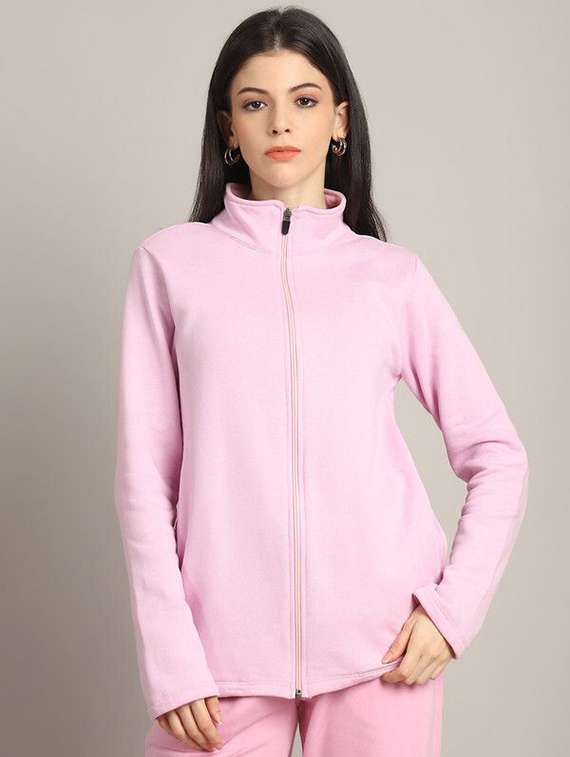 women pink cotton regular jacket