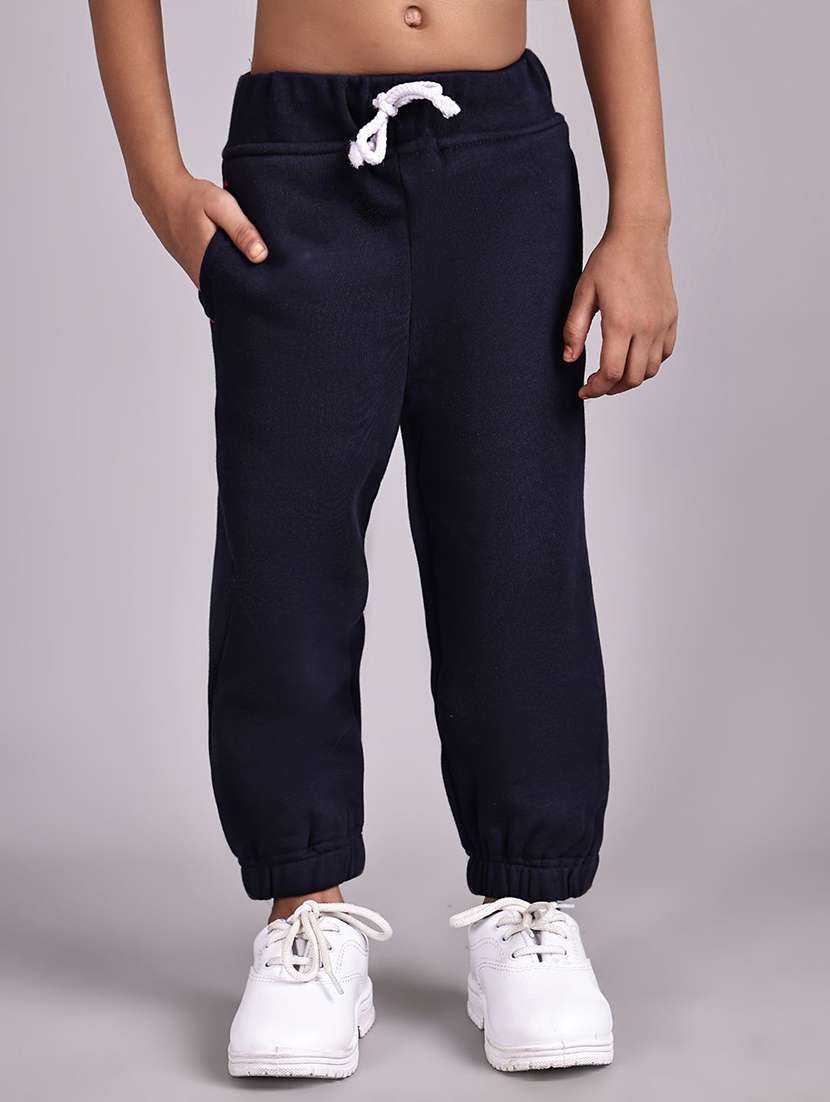 kids navy blue cotton plain jogger