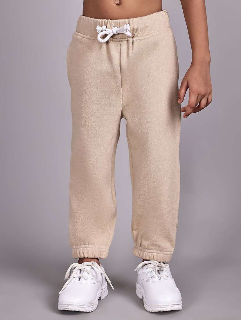 boys beige cotton casual wear joggers