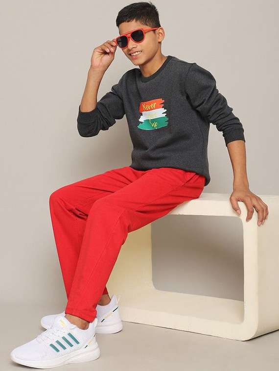 boys solid red cotton track wear - 22465083 -  Standard Image - 3