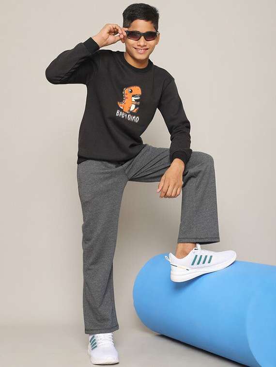 Boys Solid Grey Cotton Track Wear - 22465087 -  Standard Image - 3