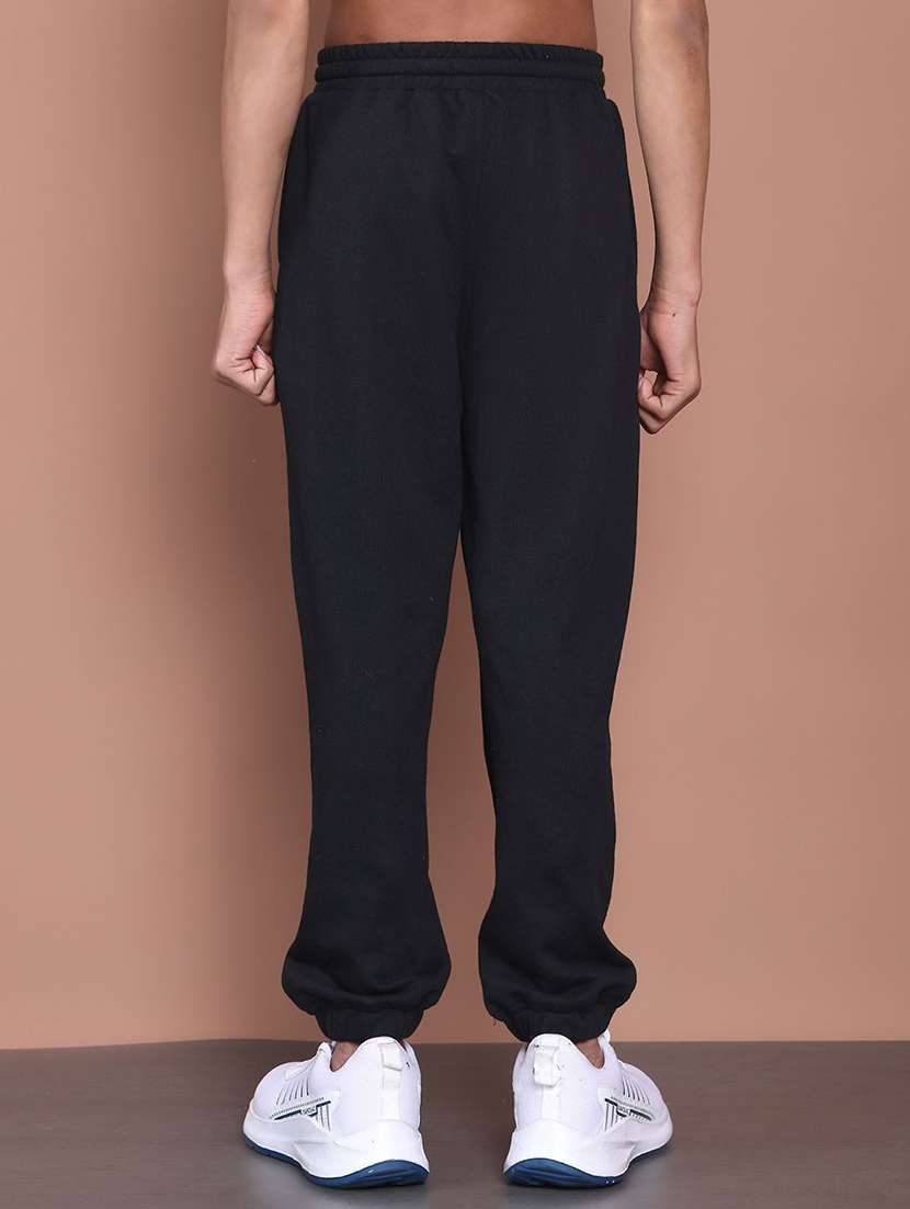 boys black cotton blend plain jogger - 22465095 -  Standard Image - 3