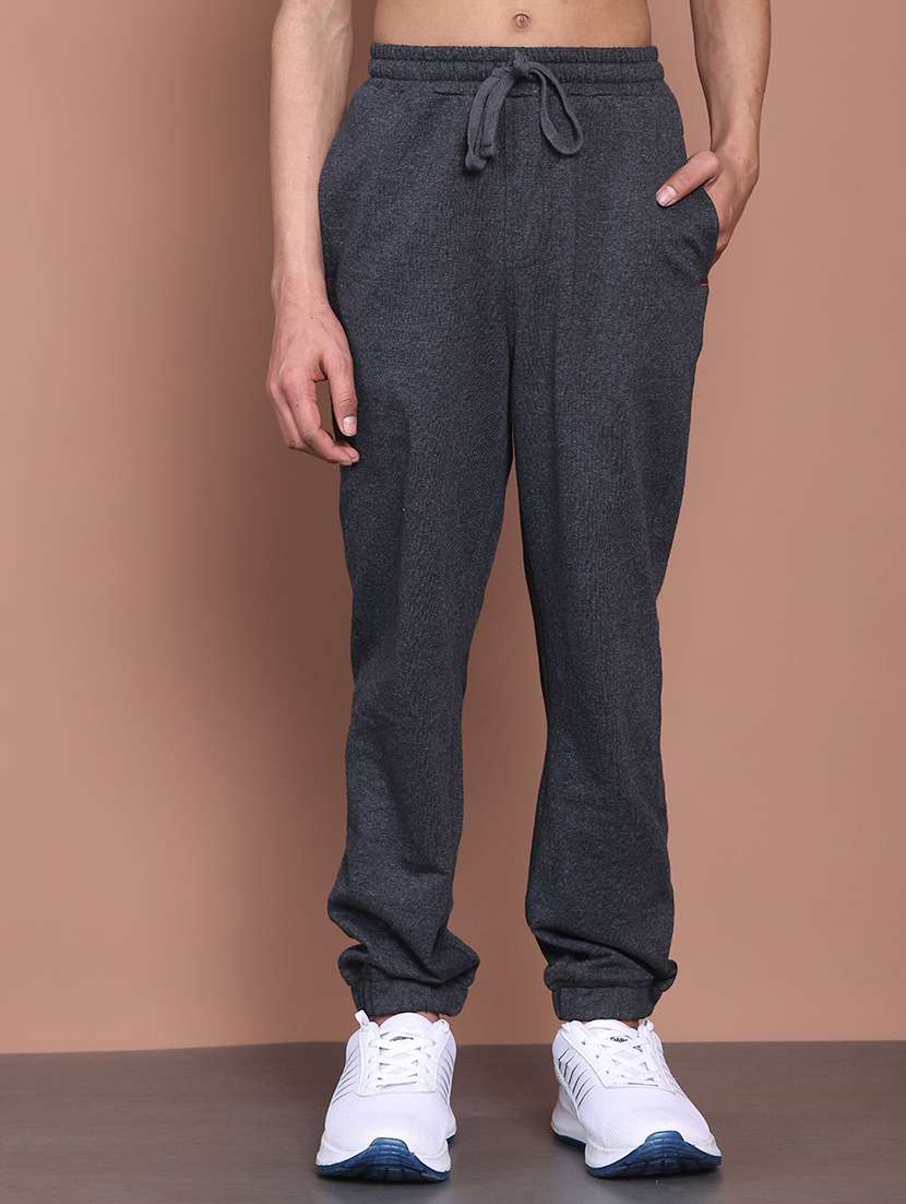 boys grey cotton blend plain jogger