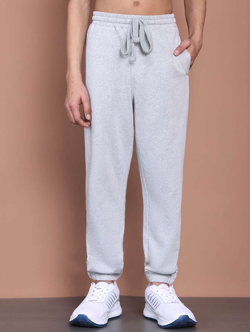 boy grey cotton blend plain jogger