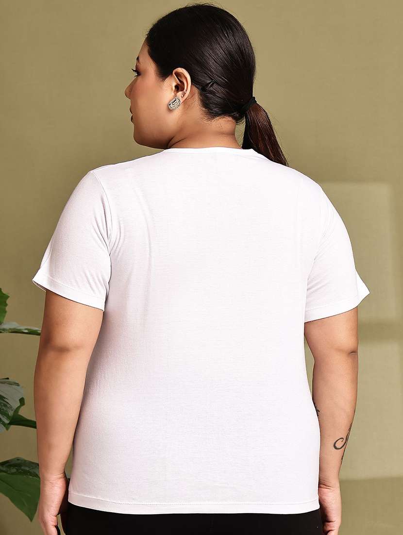 women solid white cotton regular t-shirt - 22465132 -  Standard Image - 3