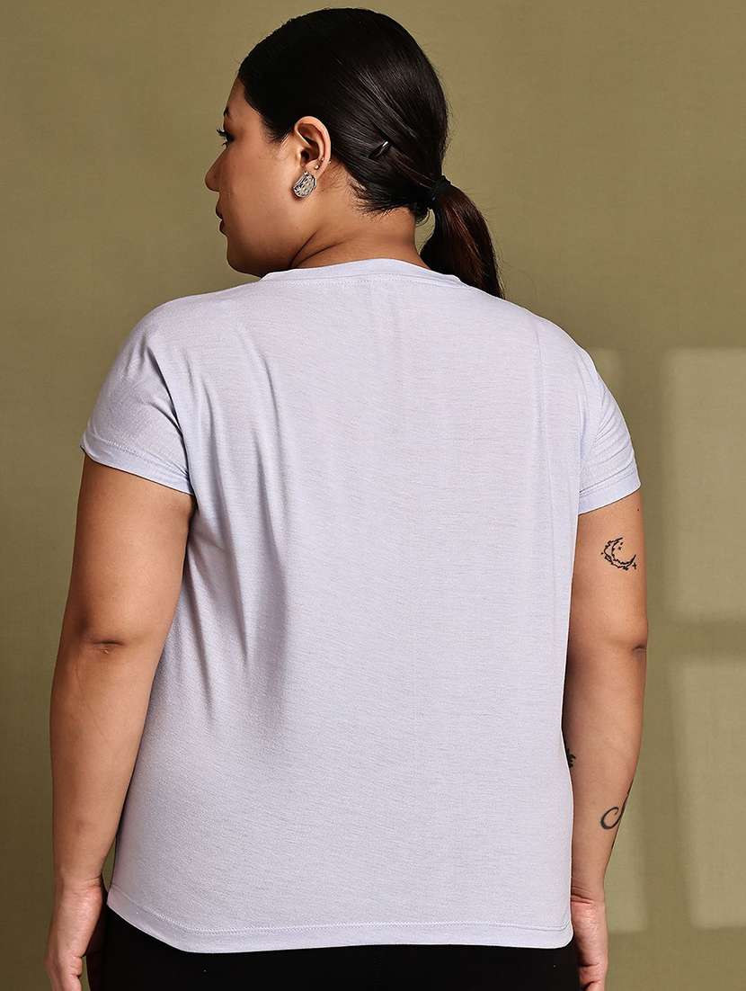 women solid light blue cotton regular t-shirt - 22465133 -  Standard Image - 3