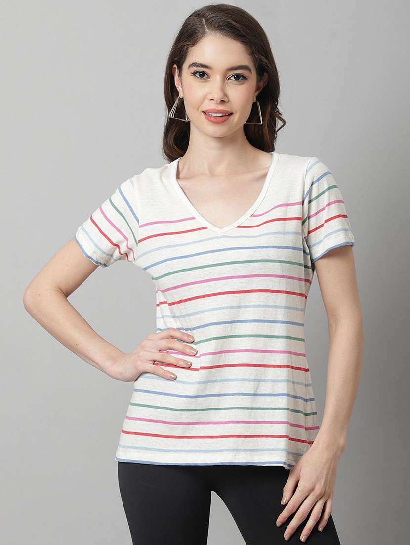 women striped short sleeve t-shirt