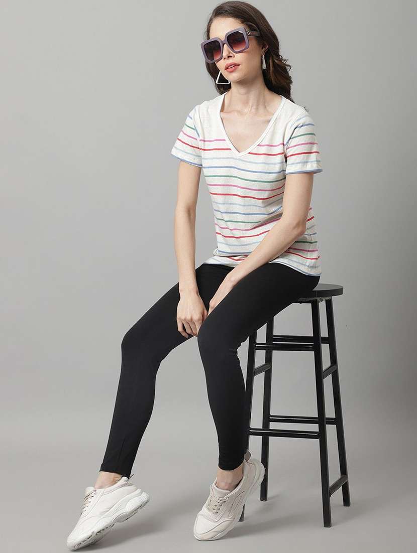 Women Striped Short Sleeve T-shirt - 22465138 -  Standard Image - 5