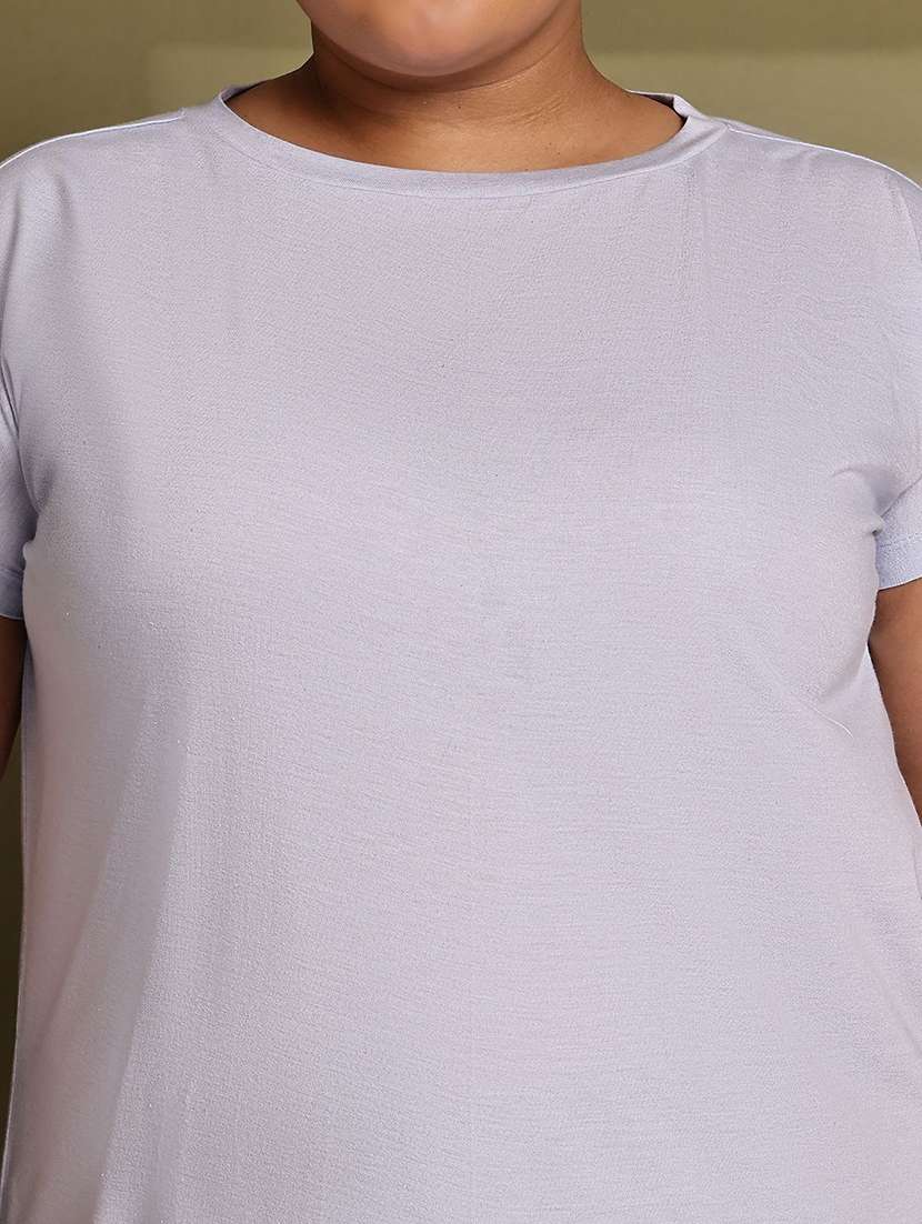 women solid blue cotton regular t-shirt - 22465142 -  Standard Image - 3