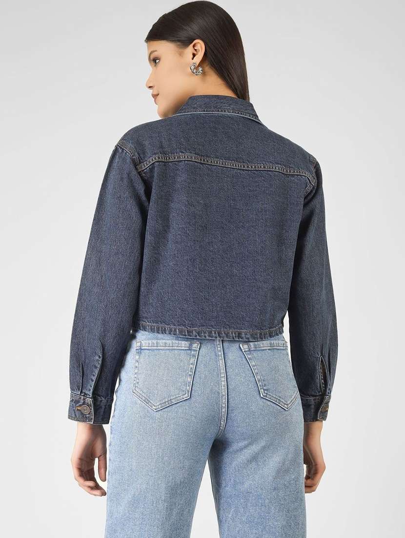 women navy blue denim jacket - 22465158 -  Standard Image - 3