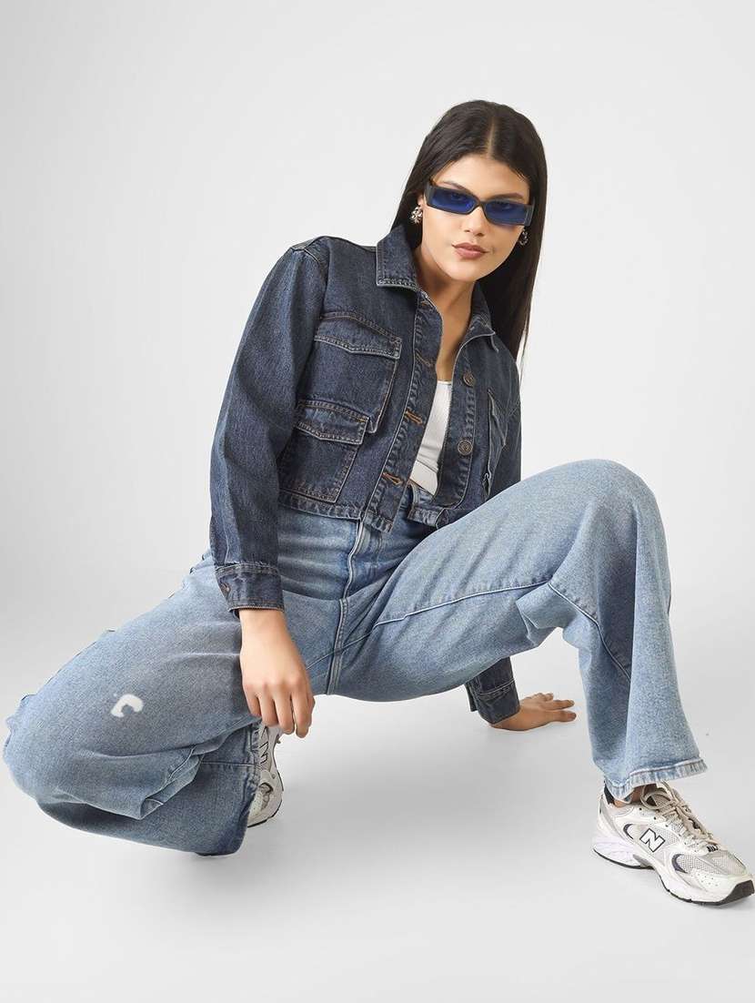 women navy blue denim jacket - 22465158 -  Standard Image - 5