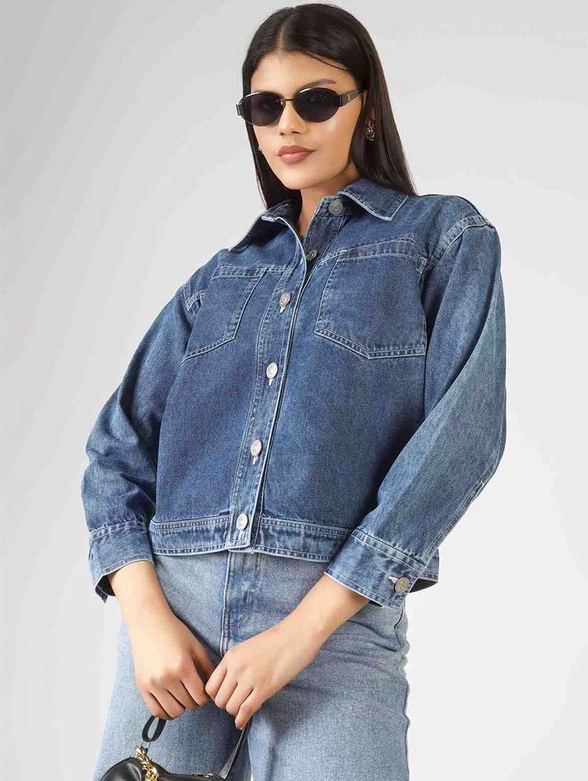 women blue denim denim jacket - 22465159 -  Standard Image - 3