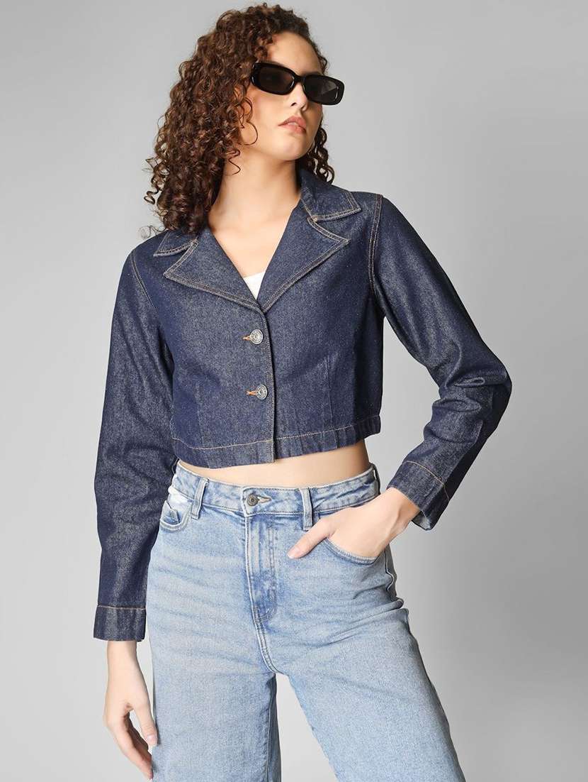 women blue denim denim jacket
