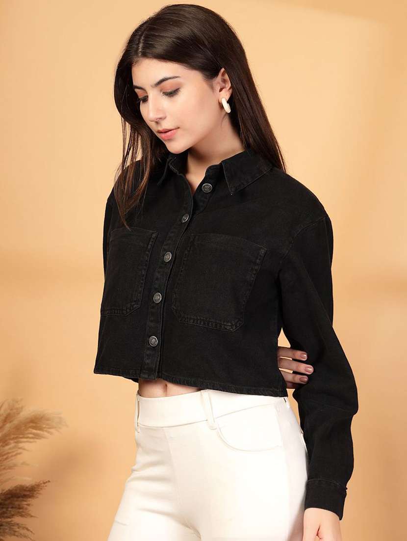 women black denim jacket - 22465163 -  Standard Image - 3
