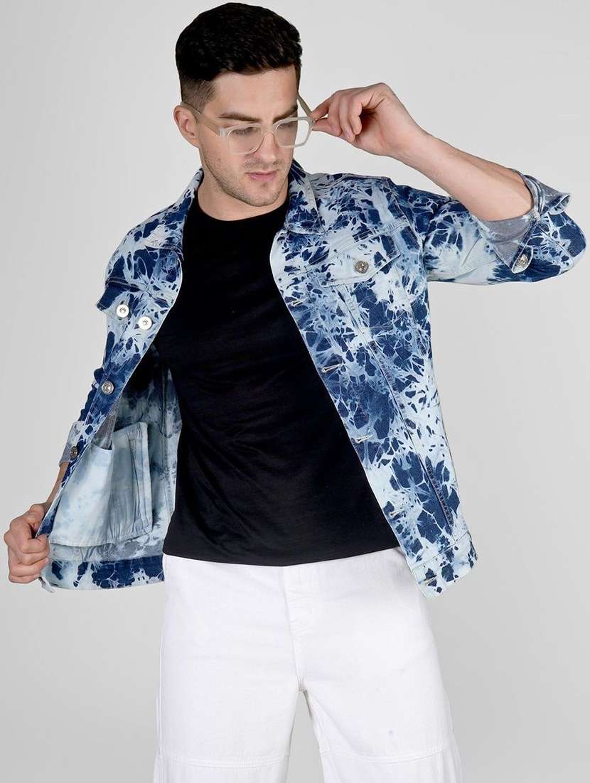 men blue denim denim jacket