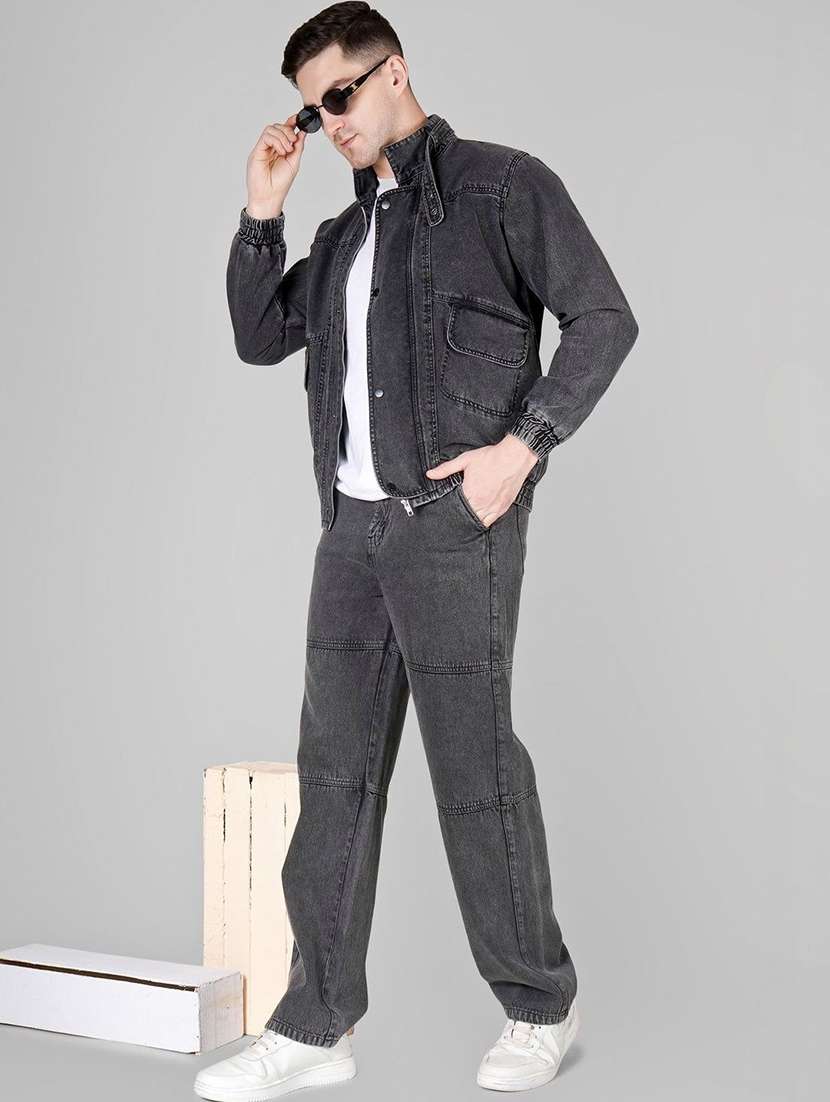men charcoal denim denim jacket - 22465168 -  Standard Image - 5