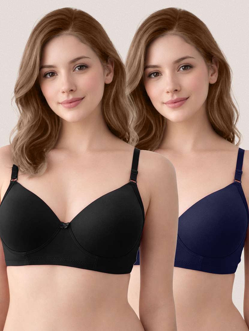 women pack of 2 solid lightly padded regular bra