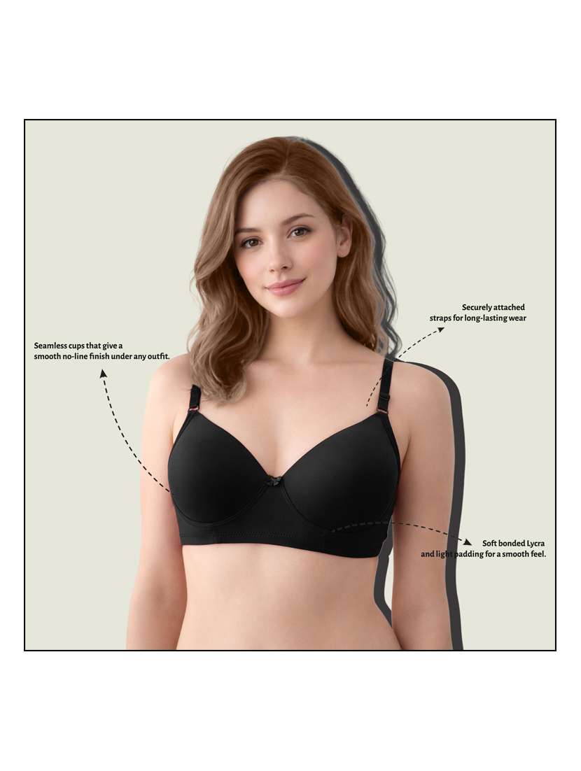 women pack of 2 solid lightly padded regular bra - 22465172 -  Standard Image - 5