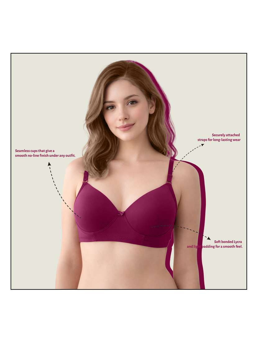 women pack of 2 solid lightly padded regular bra - 22465176 -  Standard Image - 5