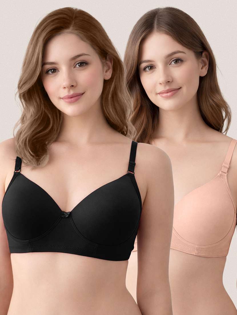 women pack of 2 solid lightly padded regular bra