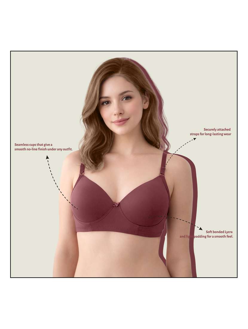 women pack of 2 solid lightly padded regular bra - 22465178 -  Standard Image - 5