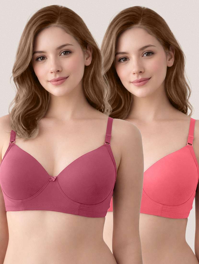 women pack of 2 solid lightly padded regular bra