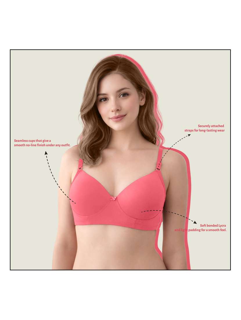women pack of 2 solid lightly padded regular bra - 22465180 -  Standard Image - 5