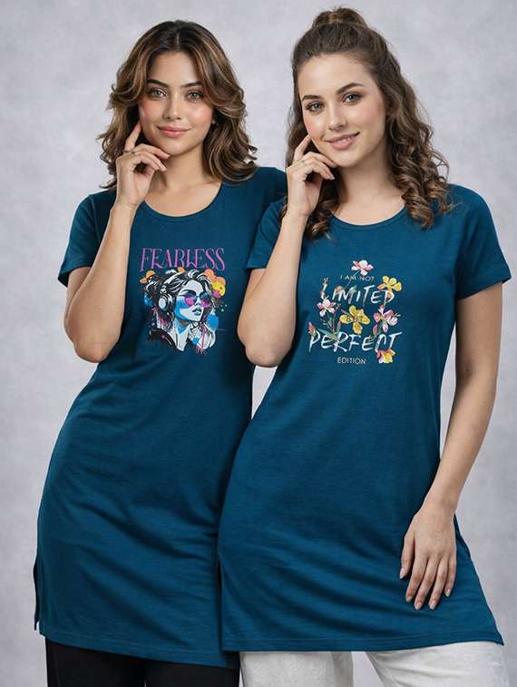 women pack of 2 printed short sleeve loungwear t-shirt