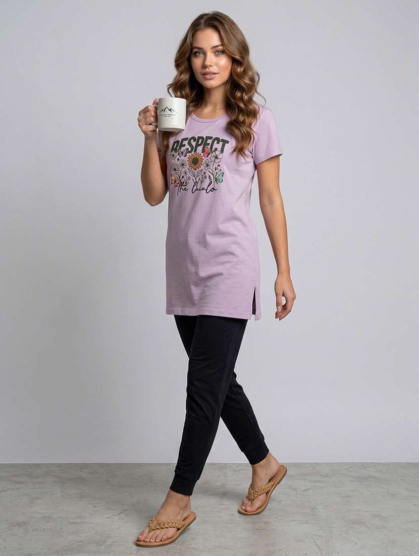 women pack of 2 printed short sleeve loungwear t-shirt - 22465372 -  Standard Image - 5