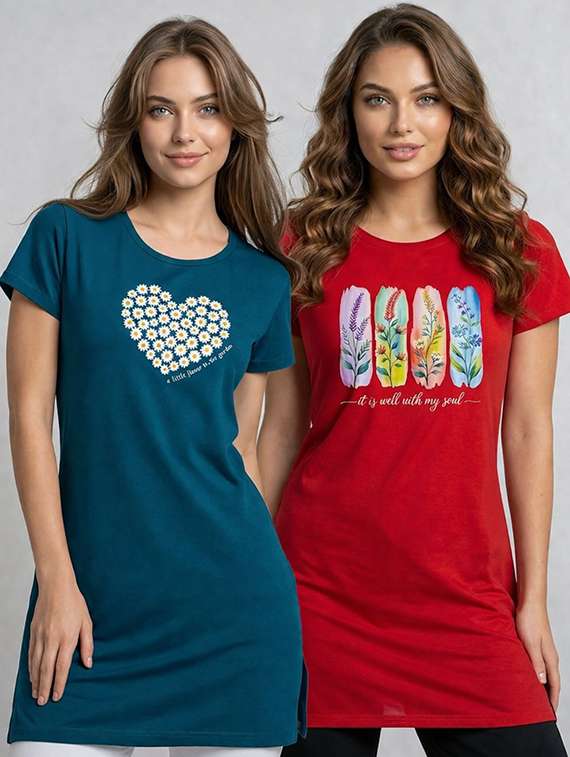 women pack of 2 short sleeve loungewear t-shirt