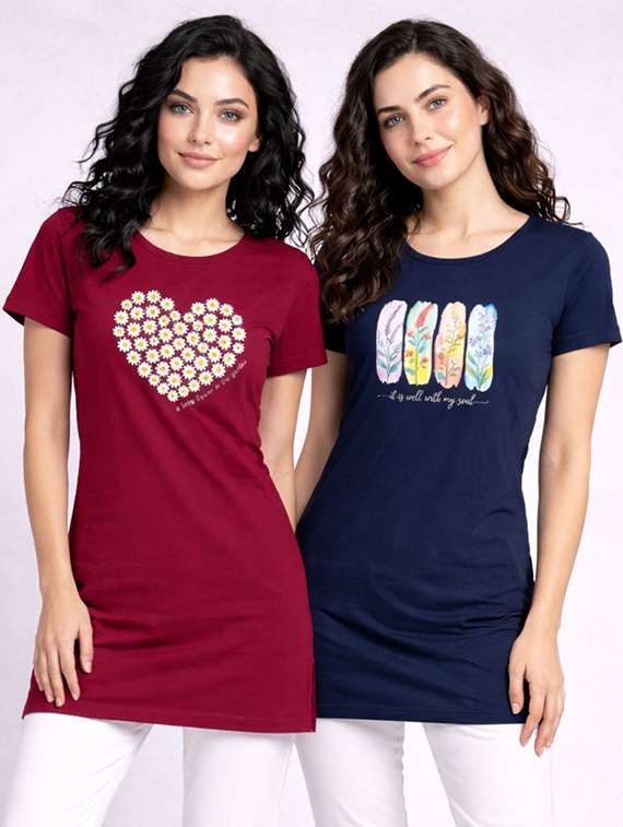 women pack of 2 short sleeve loungewear t-shirt